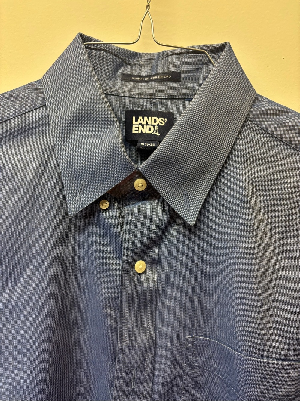 Lands' End Men's Chambray Button-Down Shirt in Blue